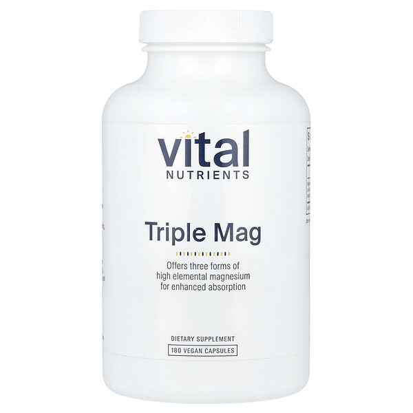 Triple Mag , 180 Vegan Capsules (Веганские капсулы) Vital Nutrients