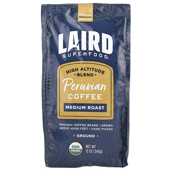 Перуанский кофе молотый, средняя обжарка, 340 г, органические арабика Laird Superfood