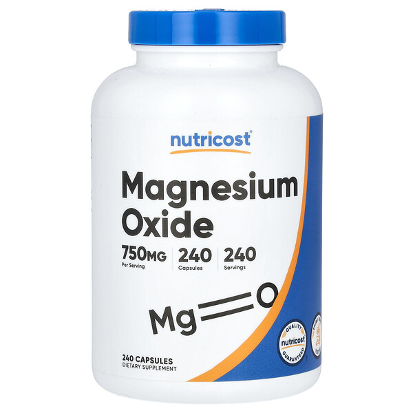 Magnesium Oxide , 750 mg , 240 Capsules (Капсулы) Nutricost