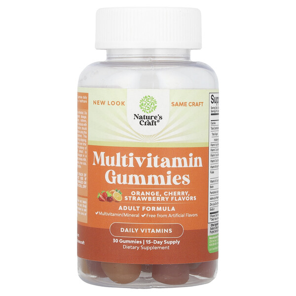 Multivitamin Gummies (Жевательные конфеты), Orange, Cherry, Strawberry, 30 Gummies Nature's Craft