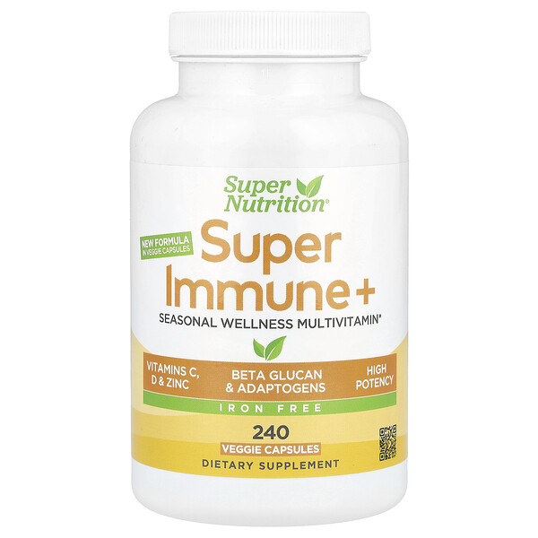 Super Immune+ Multivitamin, Iron Free, 240 Veggie Capsules (Капсулы на растительной основе) Super Nutrition