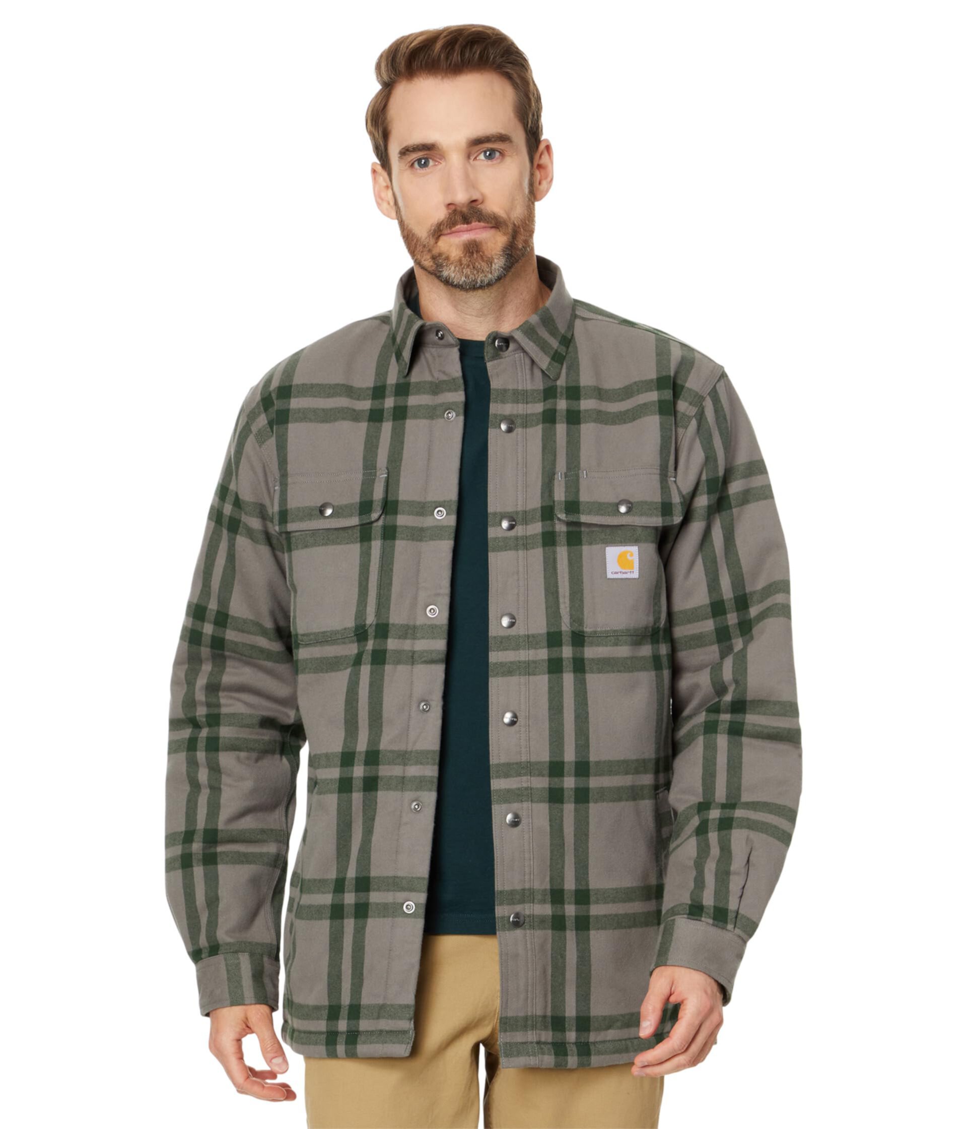 Мужская Повседневная рубашка Carhartt Relaxed Fit Flannel Sherpa-Lined Shirt Jacket Carhartt