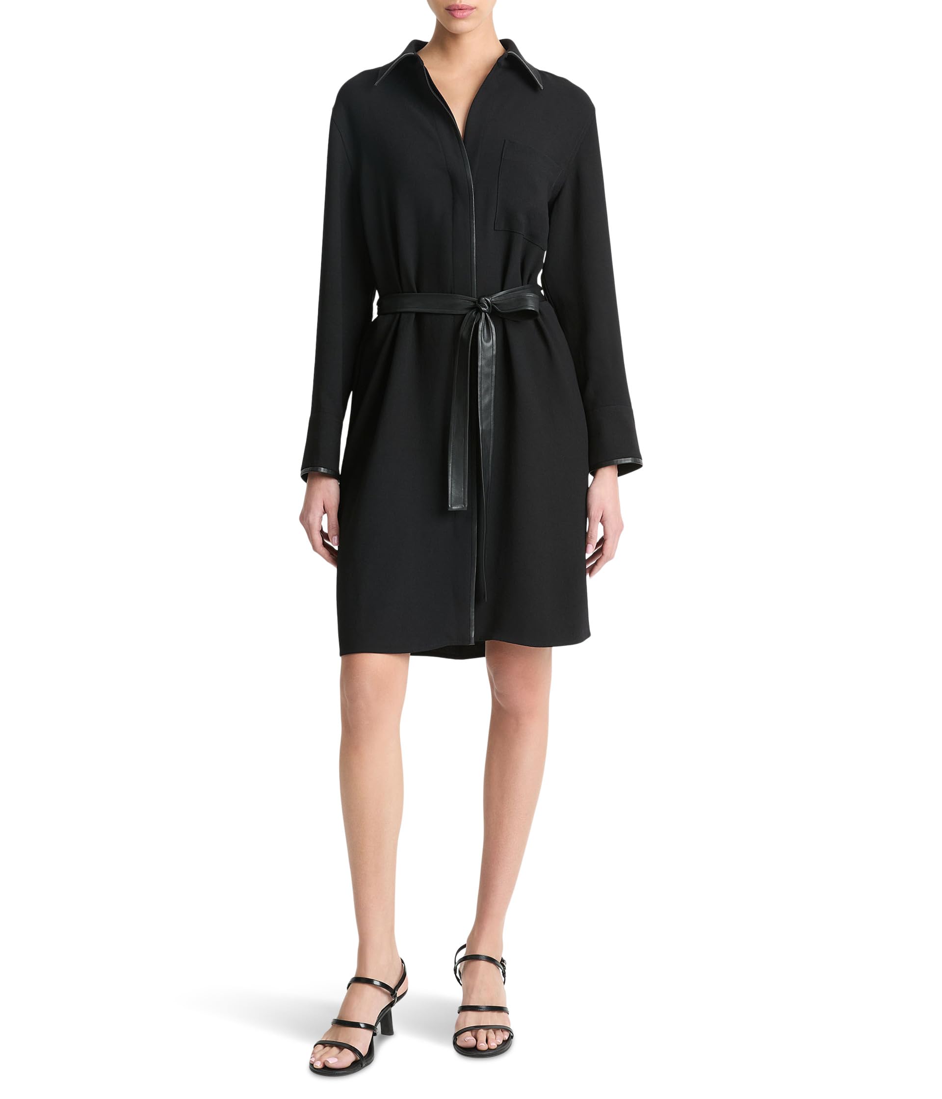 Женское Платье Vince Leather Trim Shirt Dress Vince