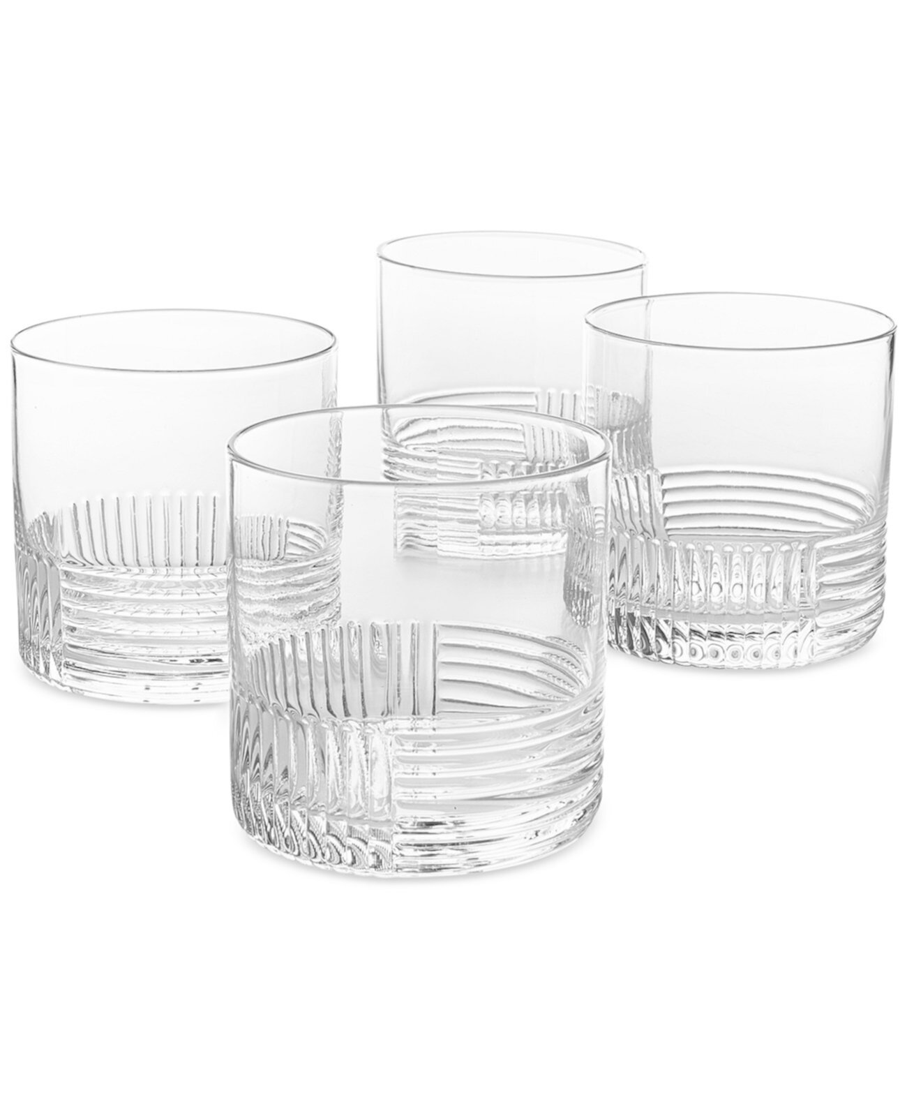 Lia Collection Fluted Double Old Fashion Glasses, Set of 4, Created for Macy's The Cellar