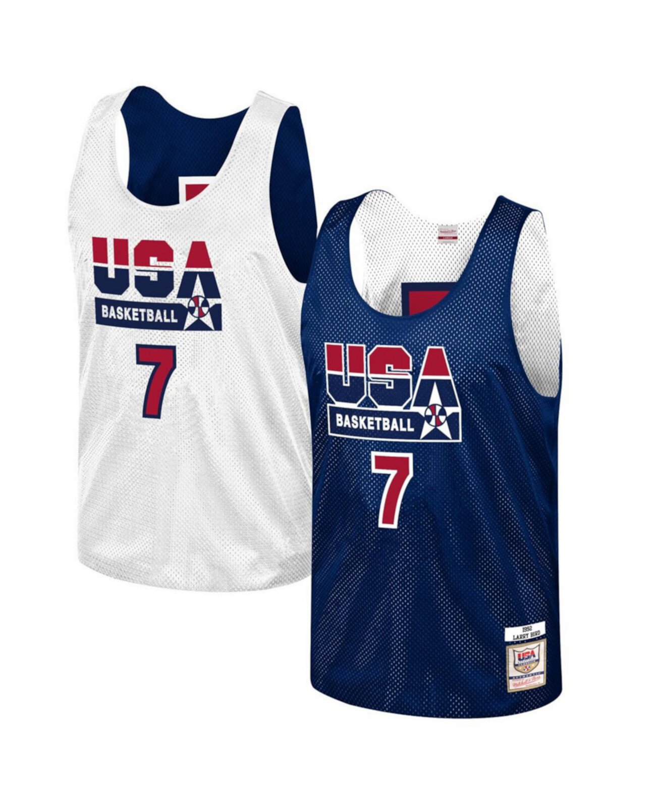 Мужская Джерси Mitchell & Ness Larry Bird Navy USA Basketball Training 1992 Dream Team Аутентичная Обратимая Тренировочная Футболка Mitchell & Ness