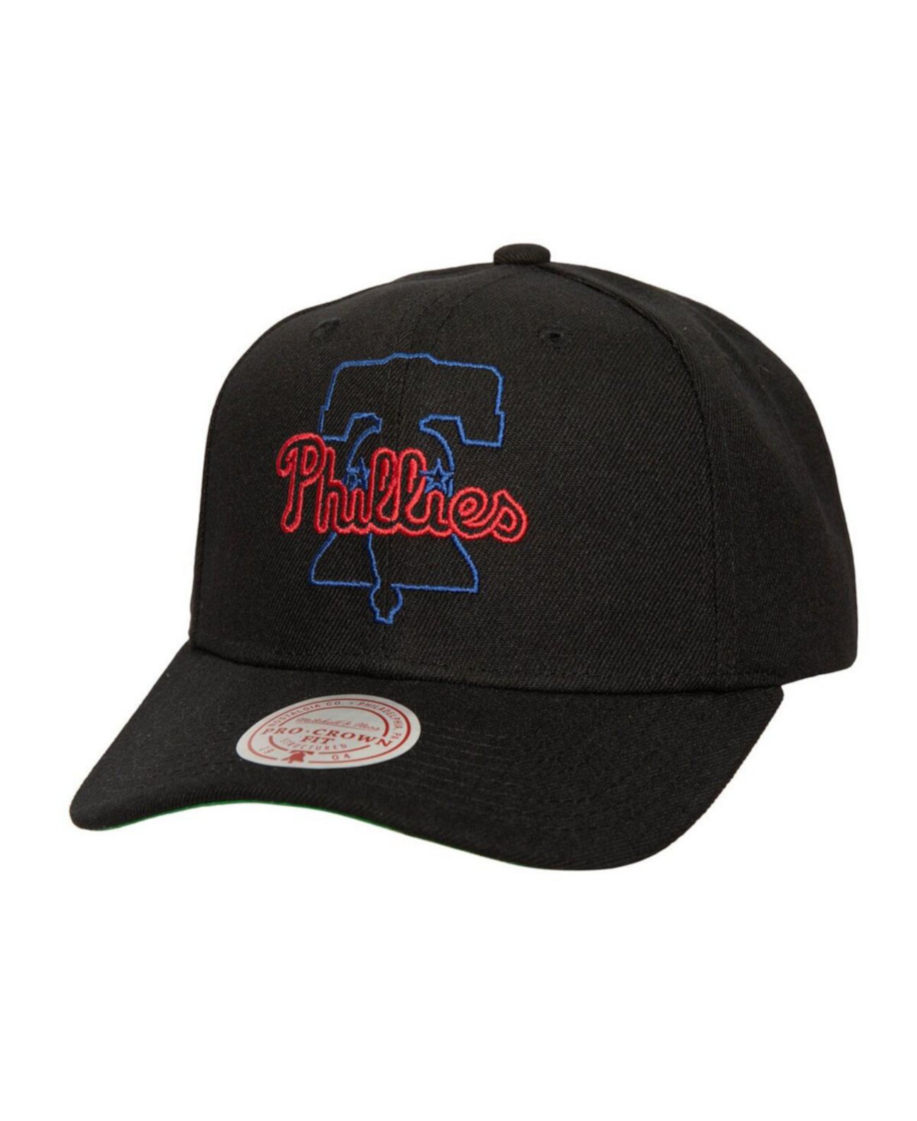 Бейсболка Mitchell & Ness Чёрная Philadelphia Phillies Neon Logo Pro Crown с регулировкой Mitchell & Ness