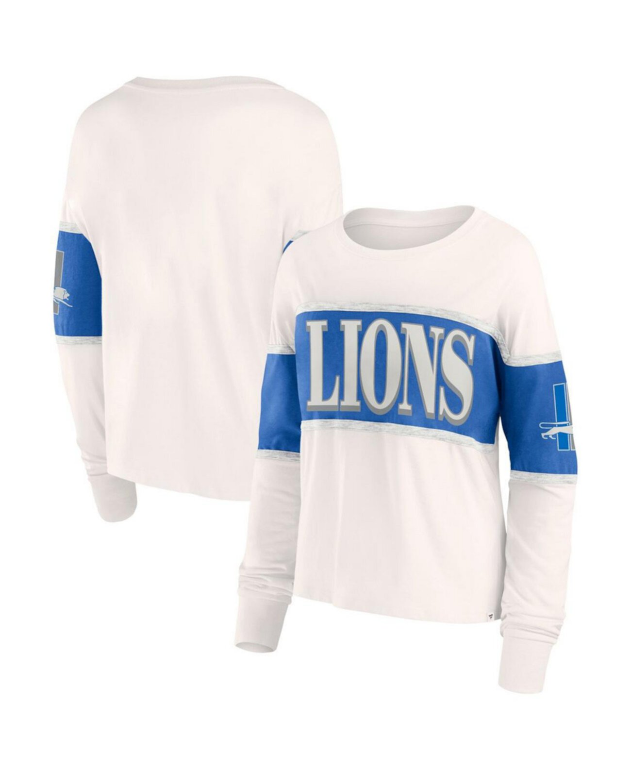 Женская кремовая футболка с длинным рукавом Detroit Lions Antique Block от Fanatics Fanatics