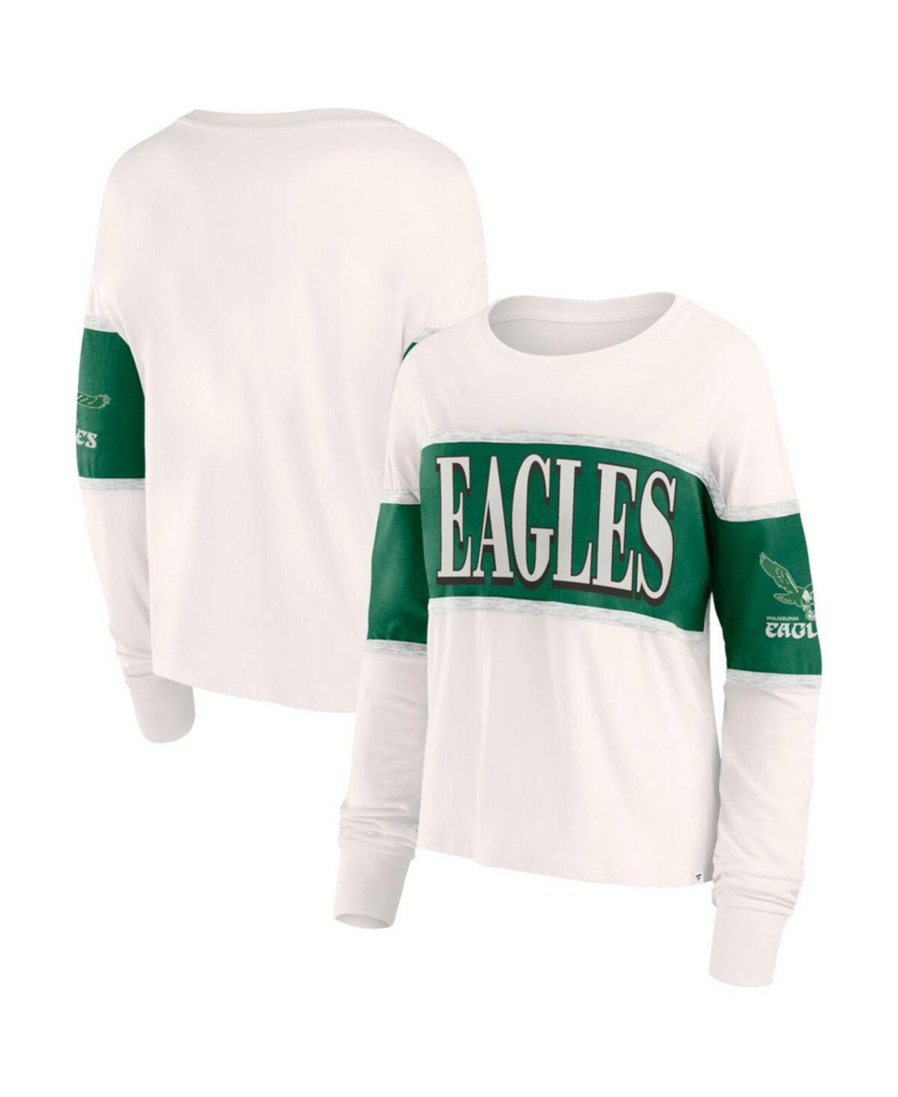 Женская бежевая футболка с длинным рукавом с логотипом Philadelphia Eagles Antique Block от Fanatics Fanatics