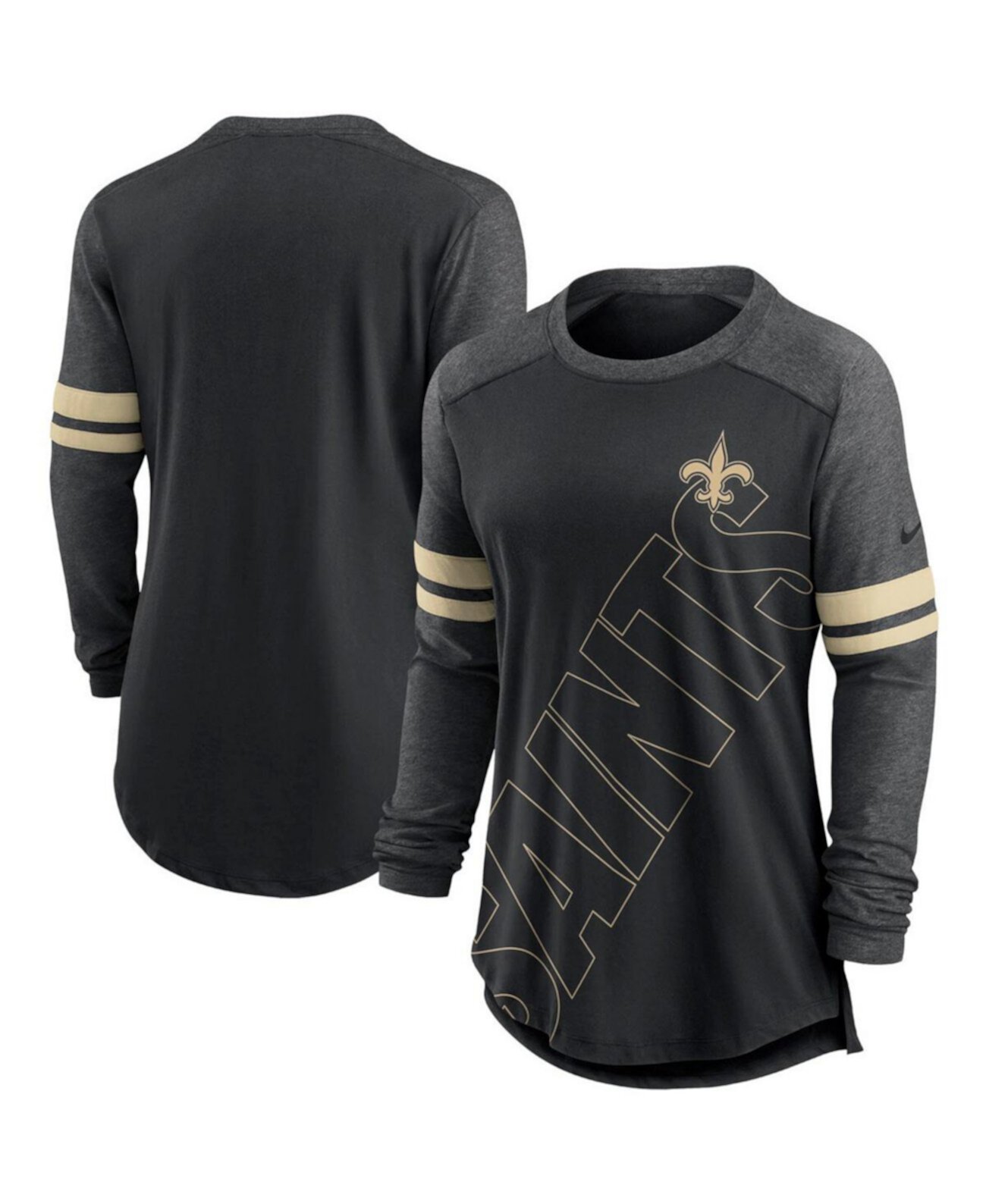 Футболка с длинным рукавом Nike New Orleans Saints черного и меланжевого цвета с технологией Dri-FIT Nike