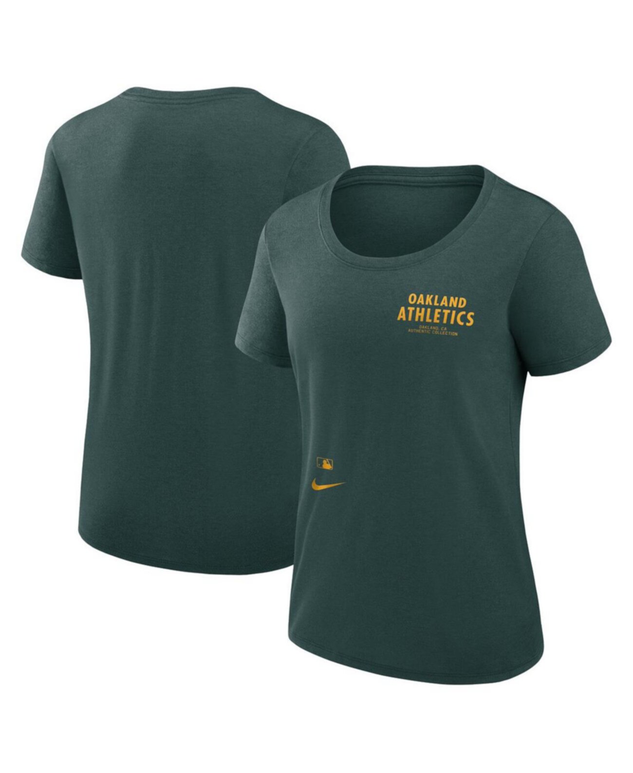 Женская зеленая футболка Nike Oakland Athletics с округлым вырезом, технология Dri-FIT Nike