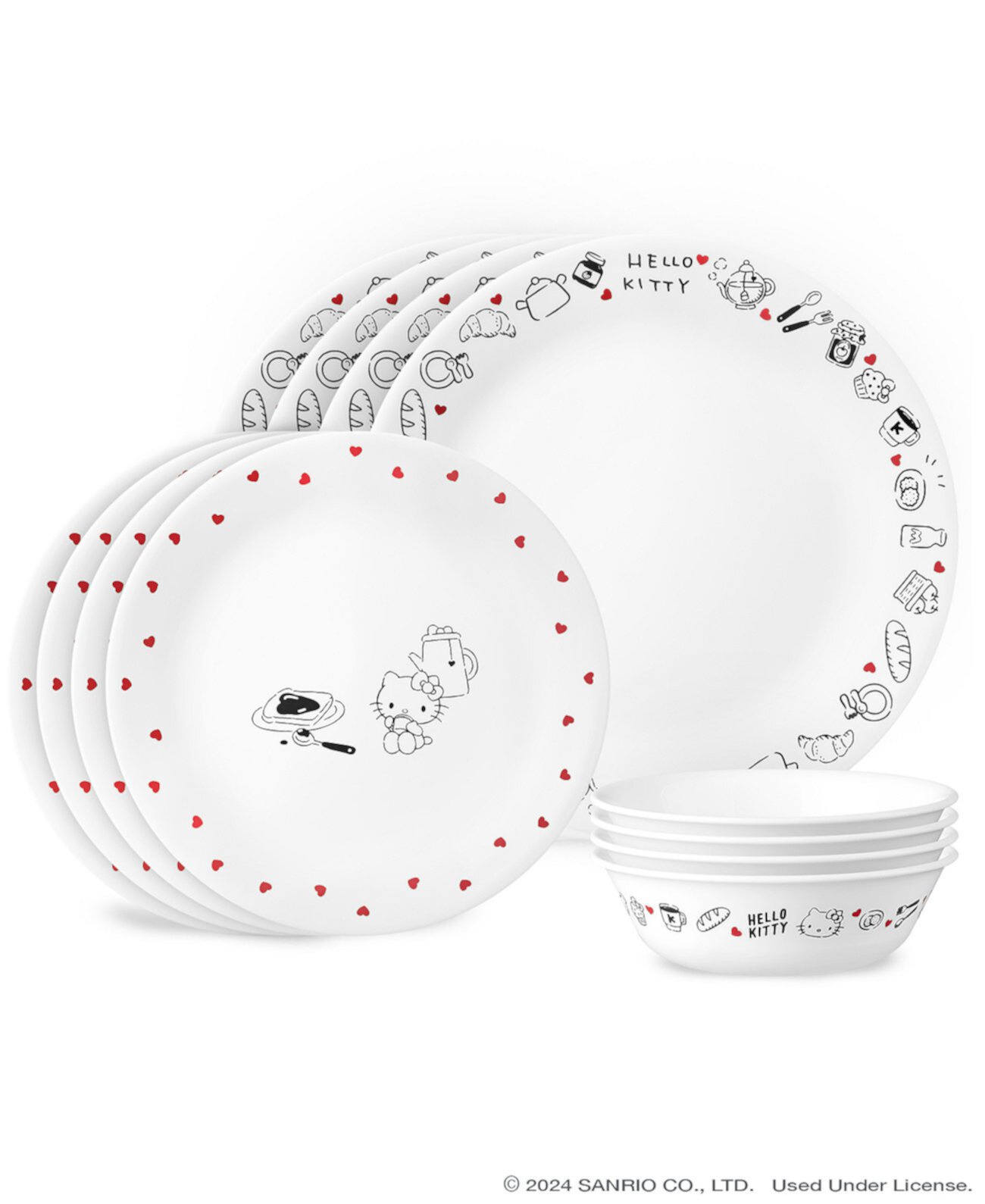 Прочный набор посуды Vitrelle Hello Kitty, 12 предметов для 4 персон Corelle