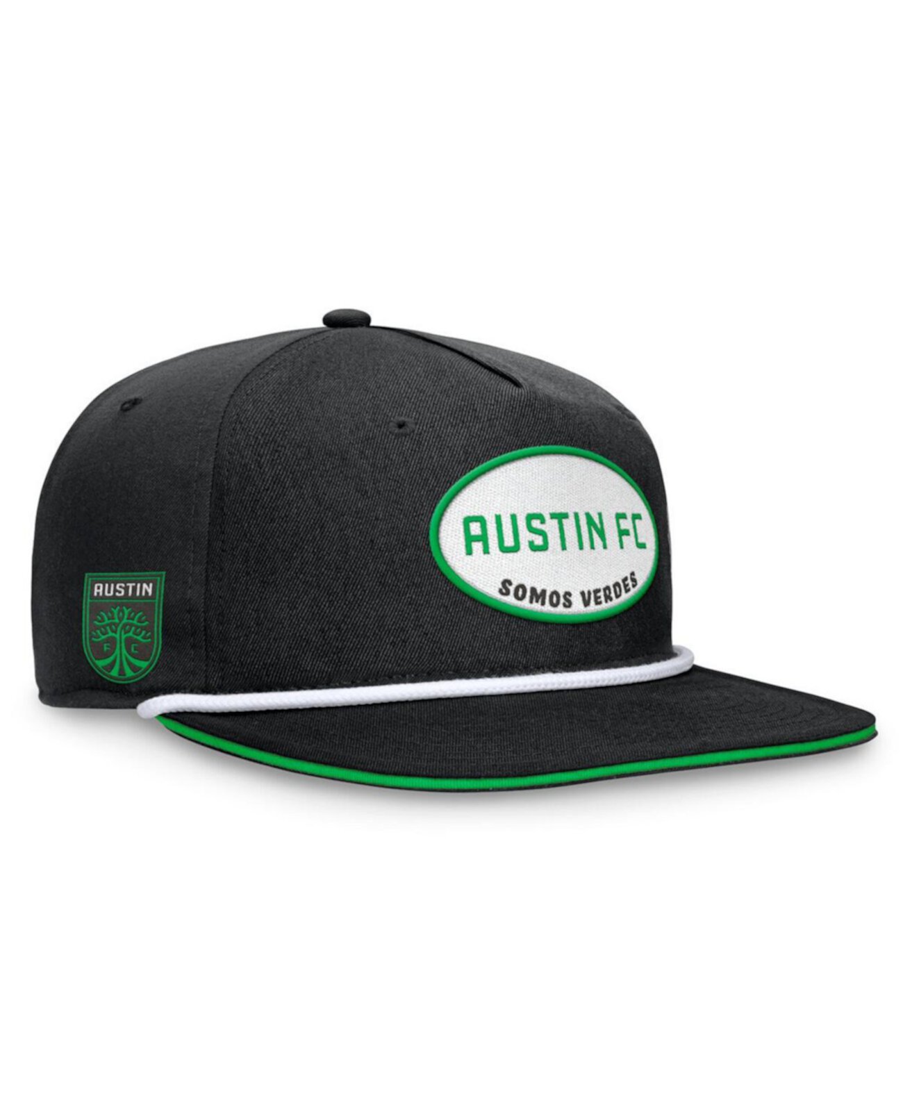 Черная бейсболка Snapback Austin FC Iron Golf с вышивкой и декоративным шнуром для мужчин Fanatics