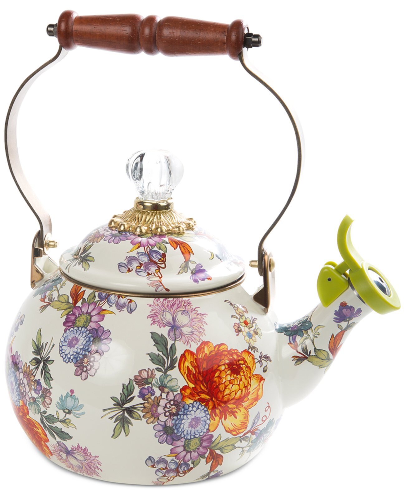 White Flower Market 2-Qt. Whistling Tea Kettle MacKenzie-Childs