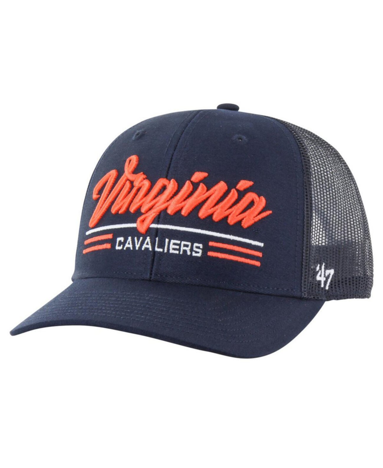 Мужская кепка Virginia Cavaliers Garner Trucker, синяя, регулируемая, 100% хлопок '47 Brand