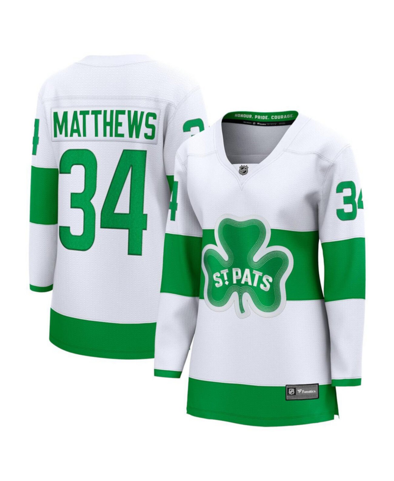 Женский белый джерси с длинными рукавами Auston Matthews Toronto Maple Leafs St. Patricks Fanatics