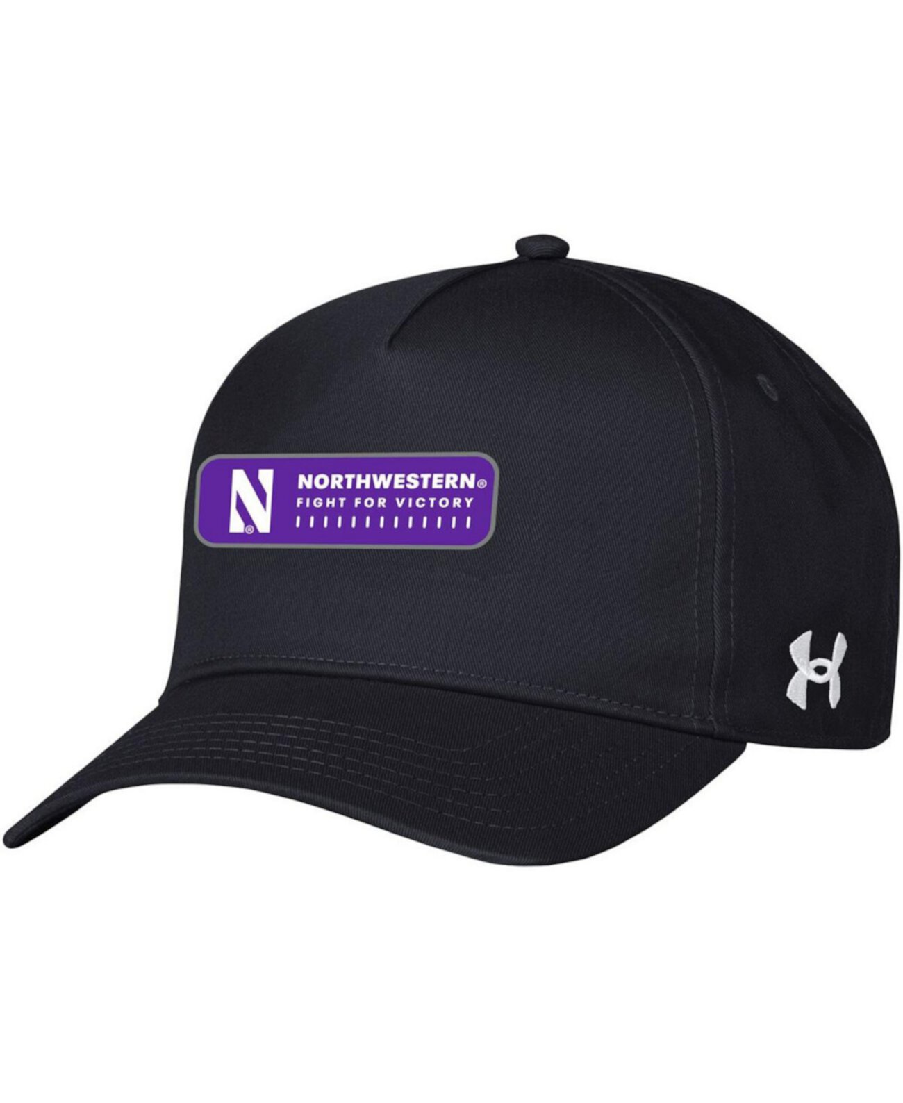 Бейсболка Under Armour Мужская черная Northwestern Wildcats 2023 Sideline регулируемая Under Armour