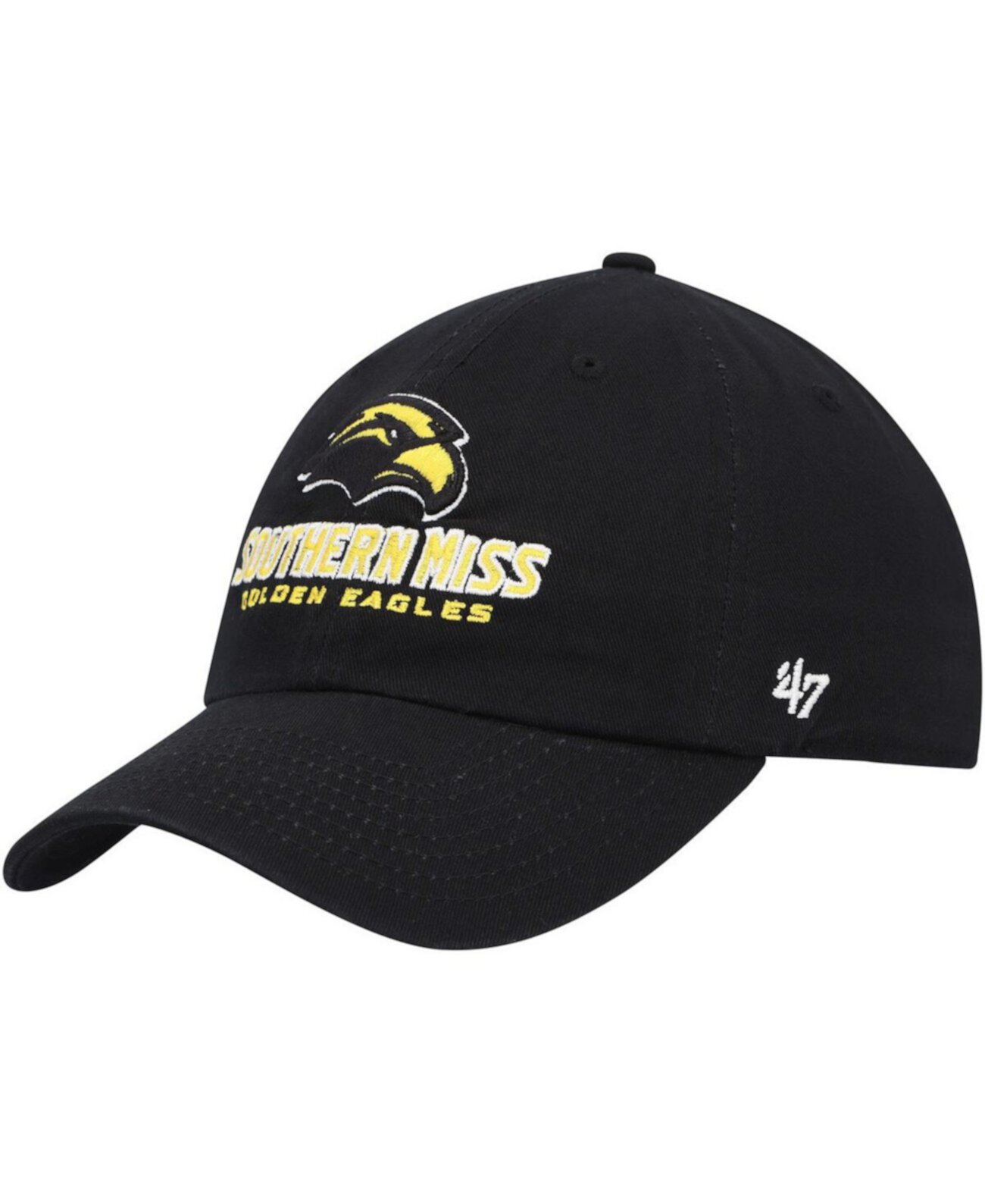 Регулируемая черная кепка Southern Miss Golden Eagles с вышивкой, 100% хлопок '47 Brand