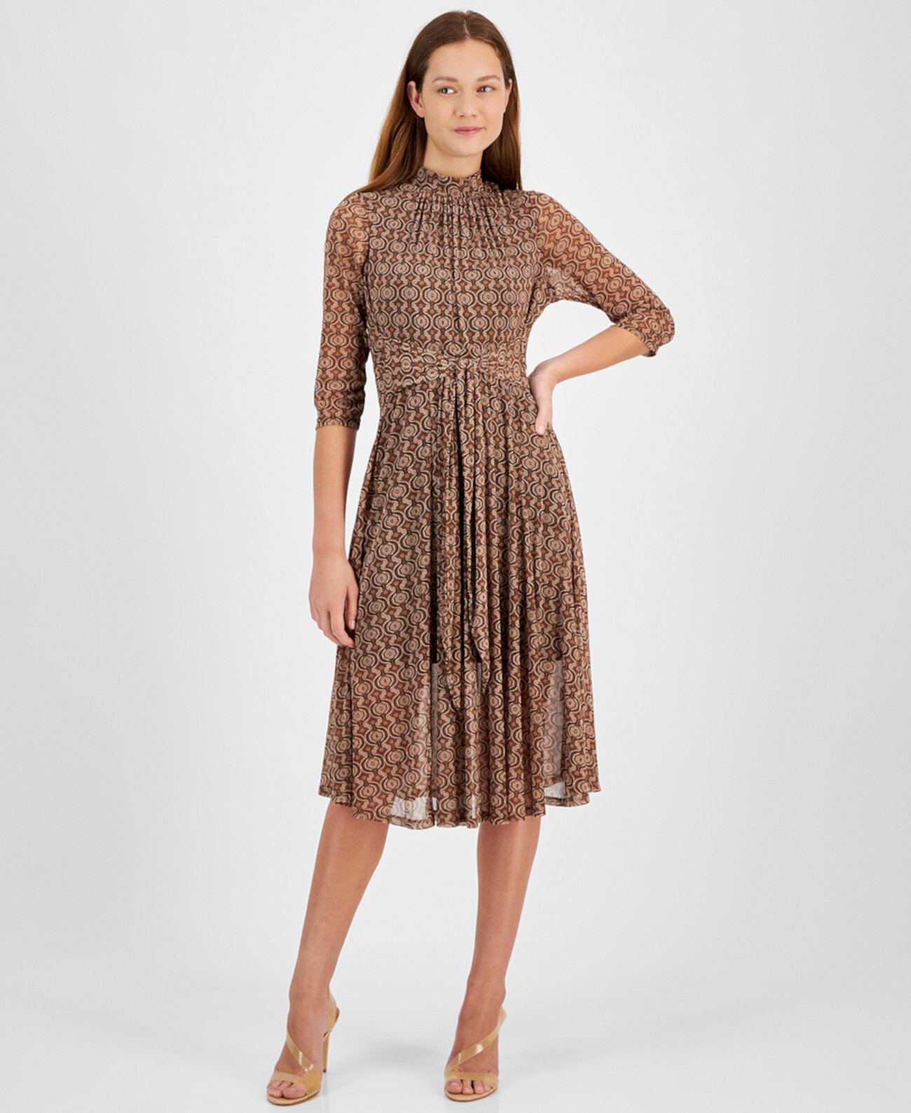 Женское Платье Robbie Bee Petite Printed Mock Neck Midi Dress Robbie Bee