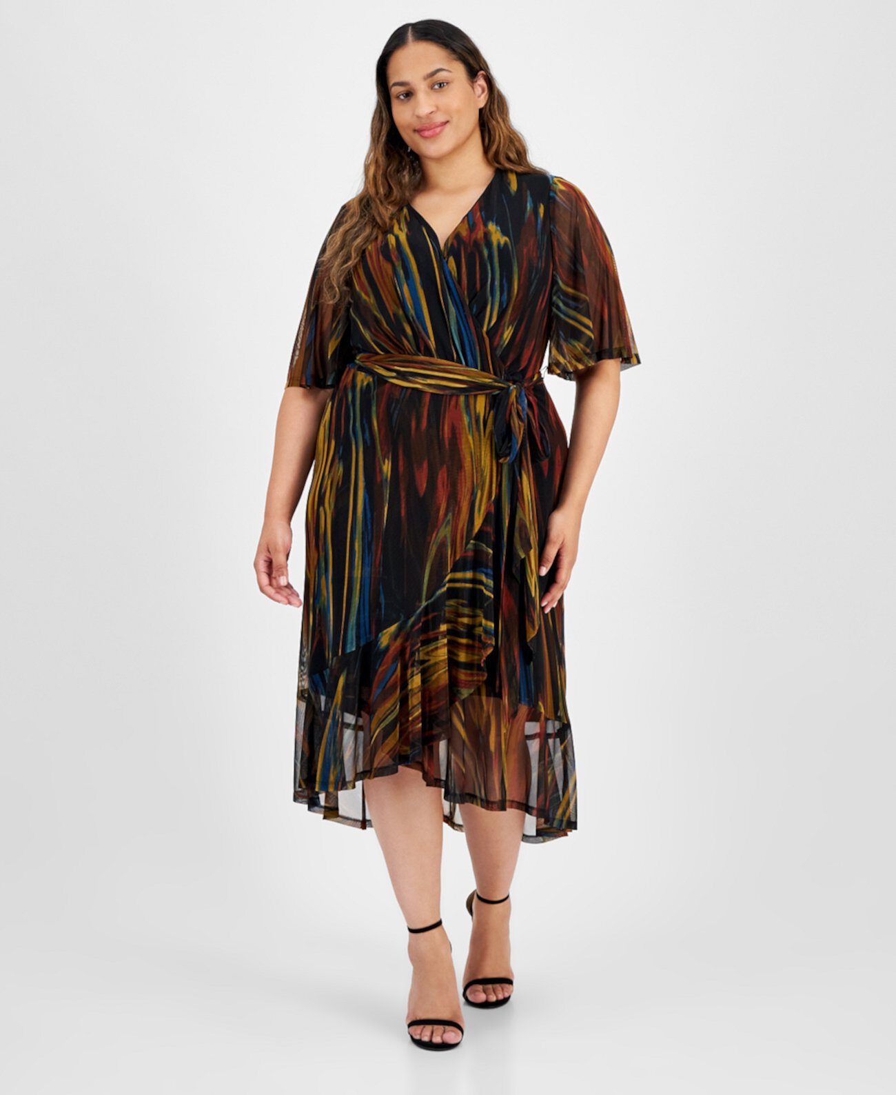 Женское Платье Connected Plus Size Printed High-Low Wrap Dress Connected