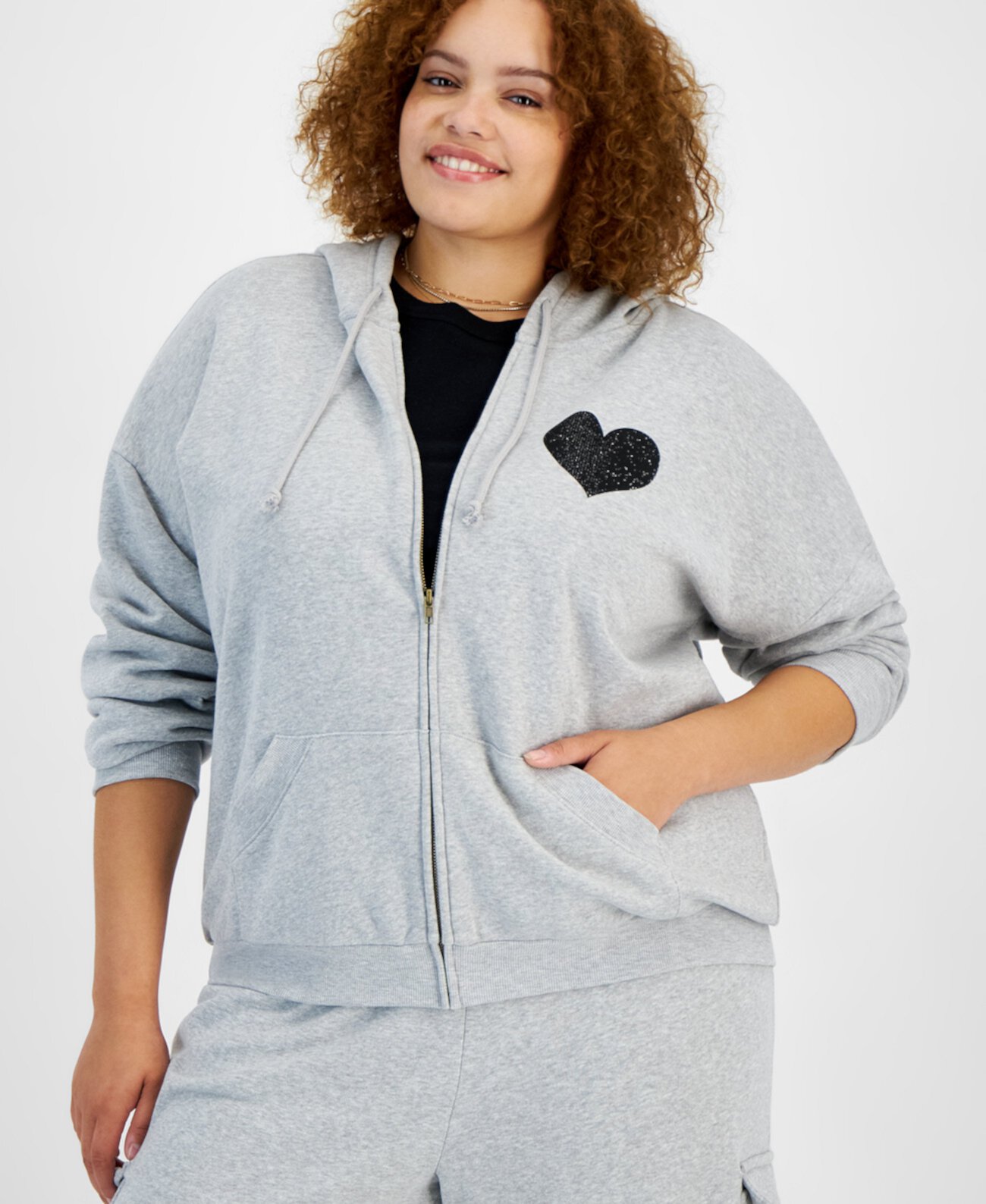 Женское Худи Grayson Threads, The Label Trendy Plus Size Heart Zip-Up Grayson Threads, The Label