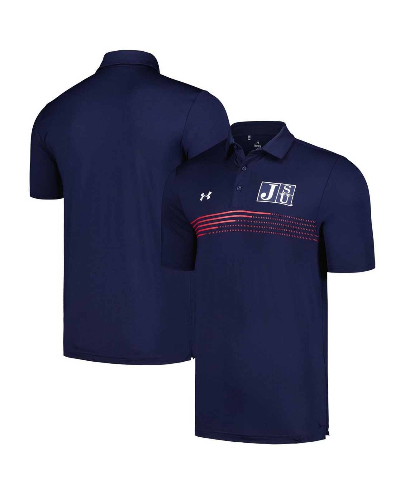 Мужская Поло рубашки Under Armour Navy Jackson State Tigers Tee to Green Stripe Under Armour