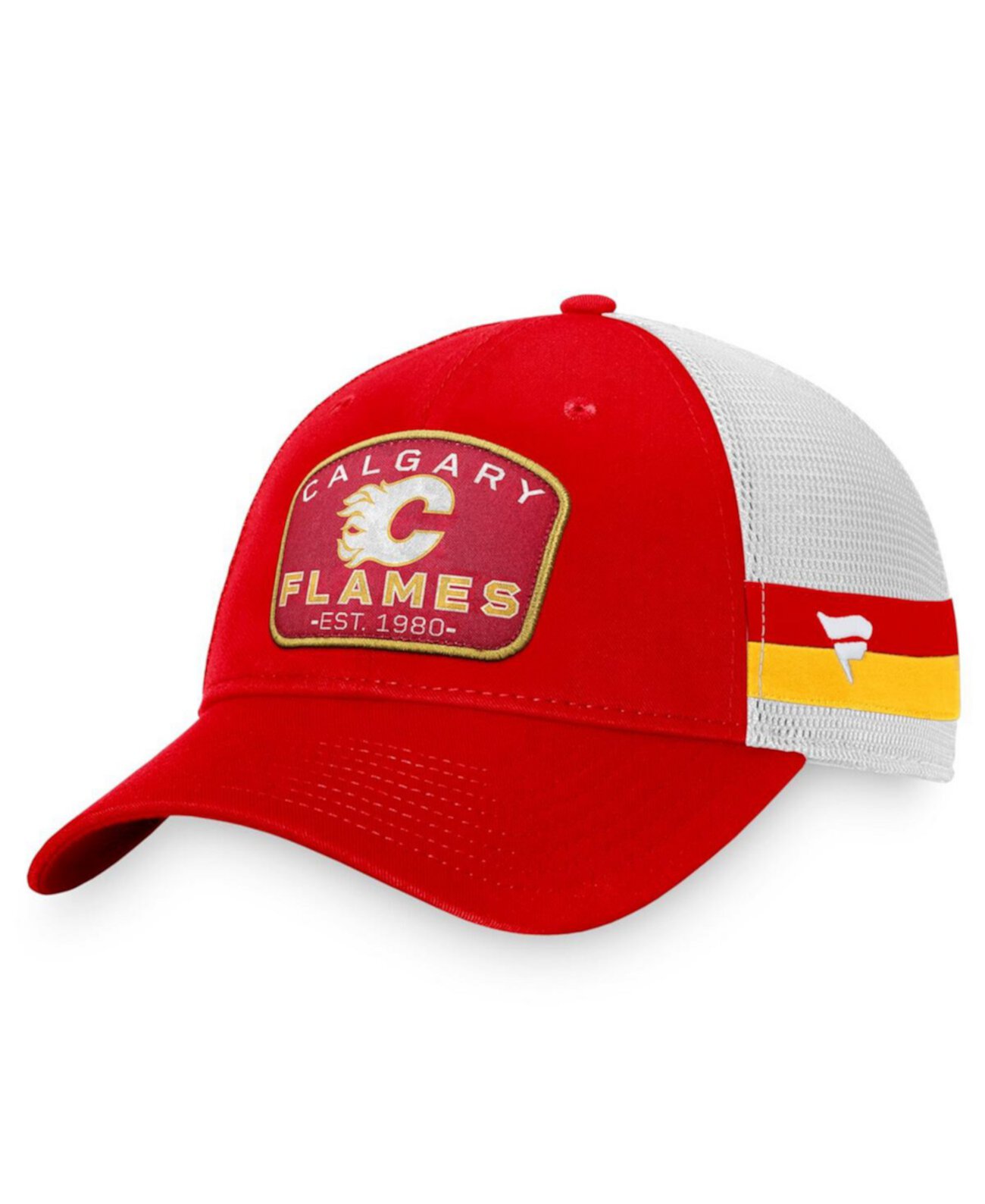 Регулируемая мужская бейсболка Calgary Flames с полосками, красно-белая Fanatics