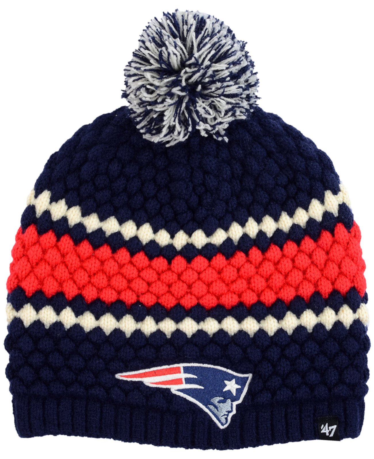 Женская вязаная шапка New England Patriots с помпоном, свободного кроя, из полиэстера '47 Brand