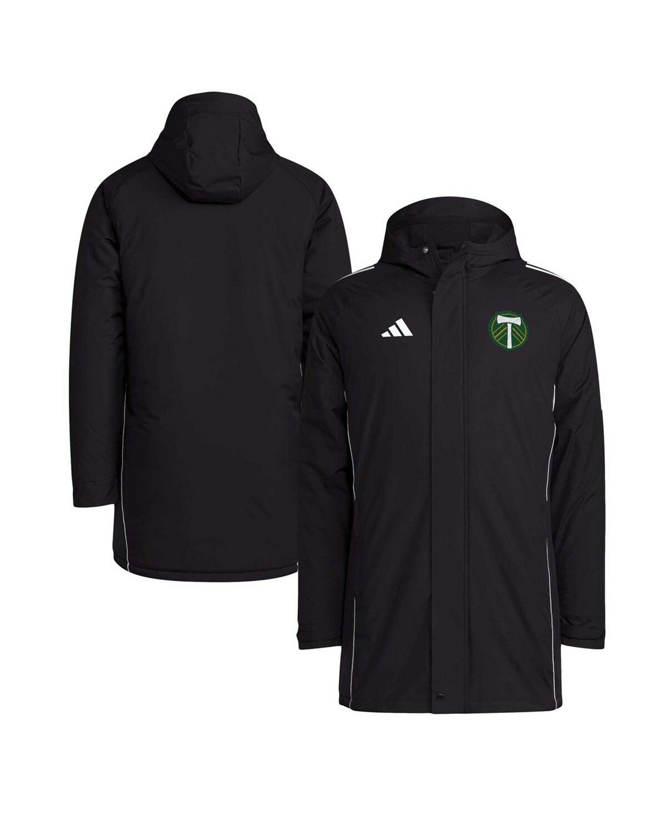 Мужская черная зимняя парка-худи Adidas Portland Timbers Tiro 24 с полной застежкой Adidas