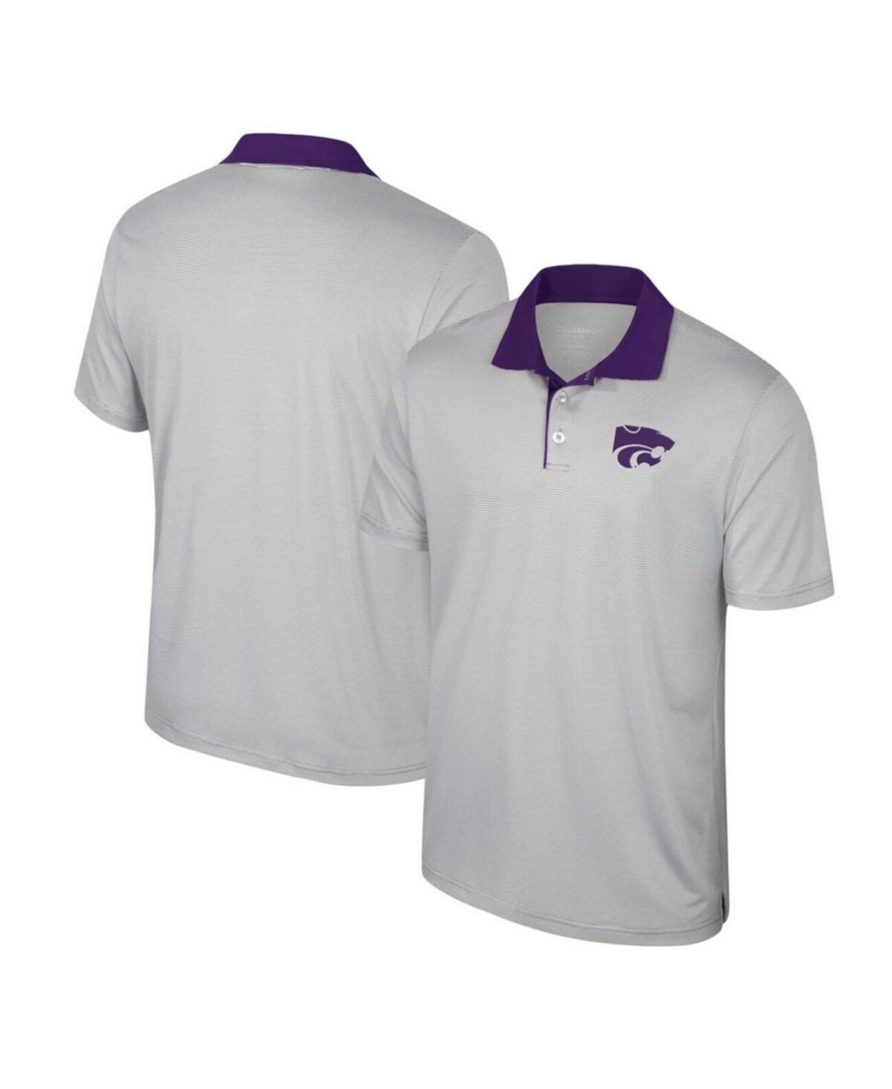 Мужская Поло рубашки Colosseum Gray Kansas State Wildcats Tuck Striped Colosseum