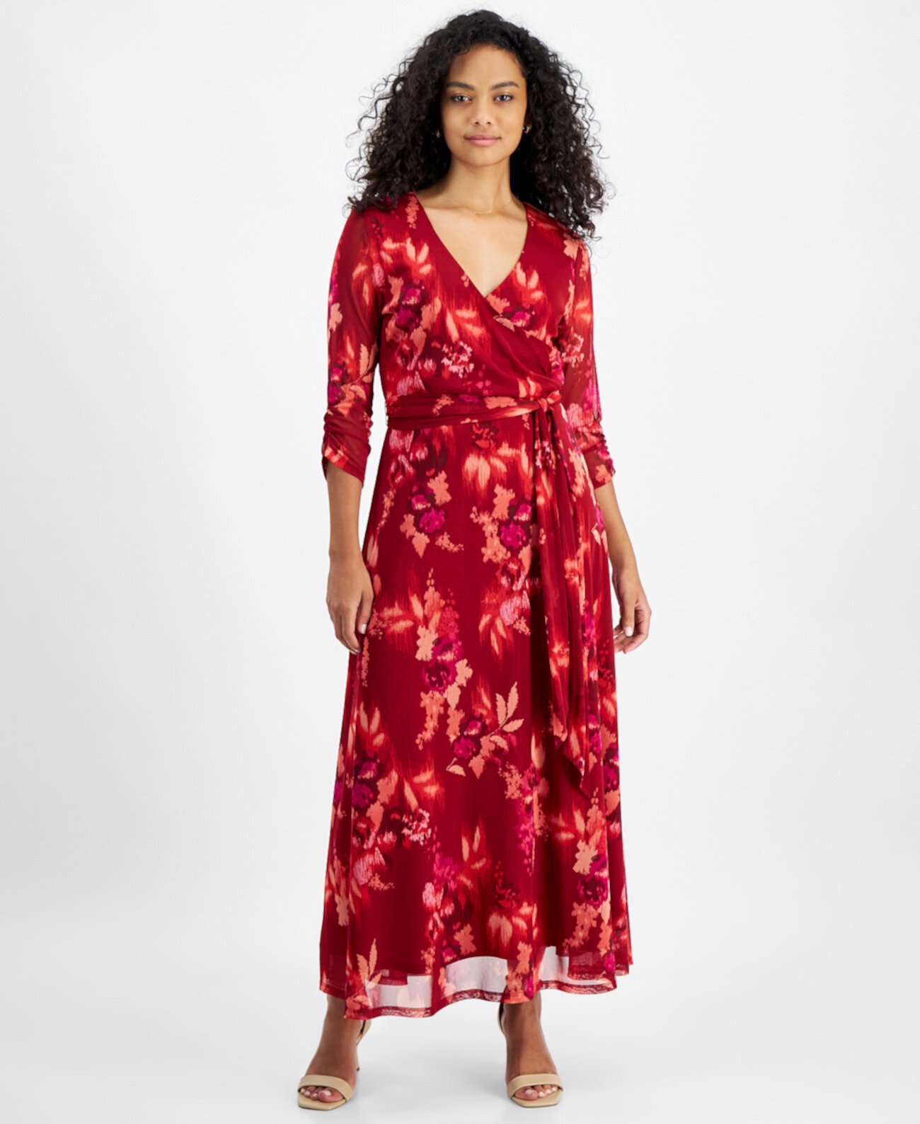 Женское Платье JAMIE & LAYLA Petite 3/4-Sleeve Faux-Wrap Maxi JAMIE & LAYLA