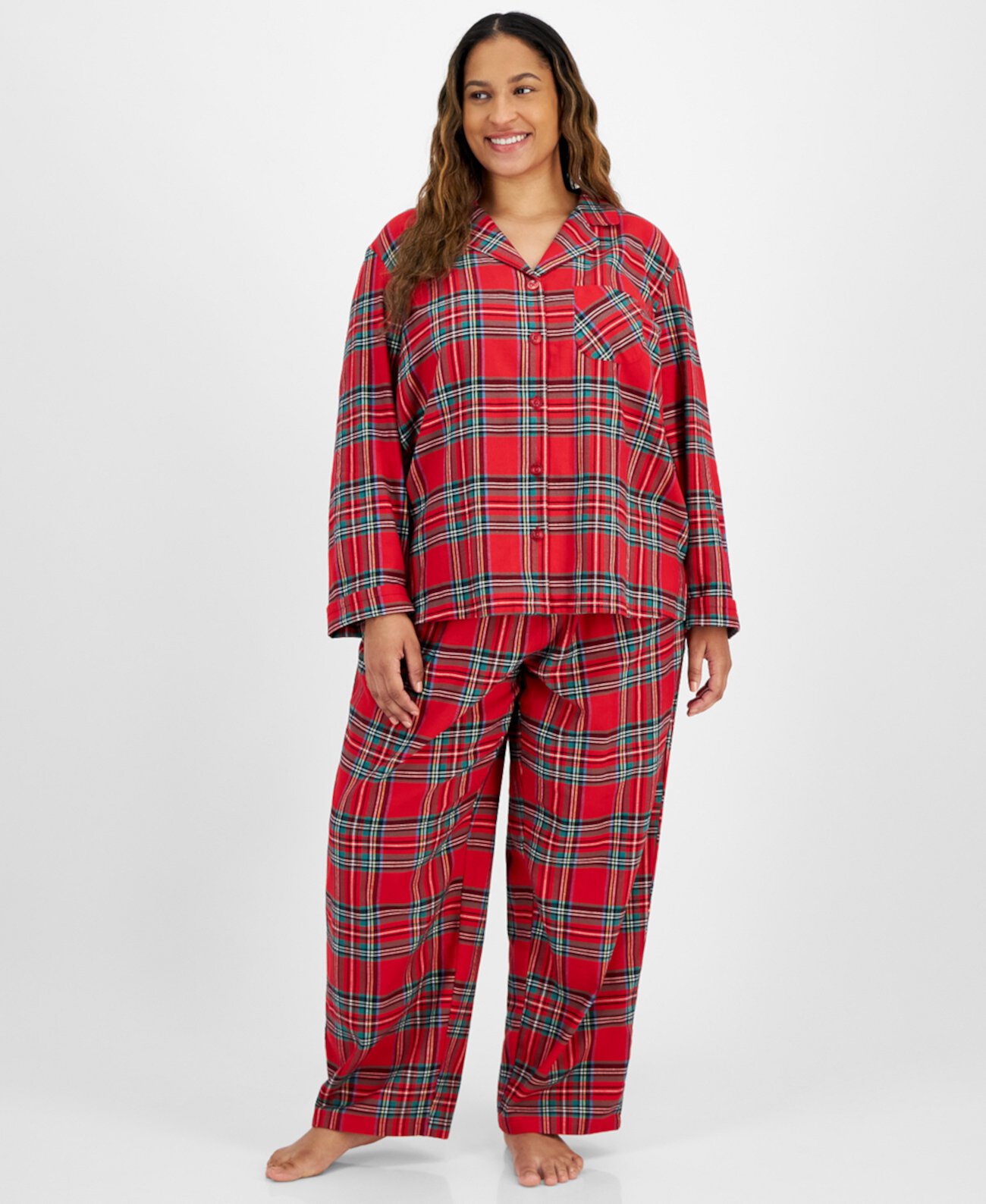 Женская Пижамы Family Pajamas Plus Size 2-Пк. Хлопковые Пижамы Бринкли в Клетку Holiday Lane