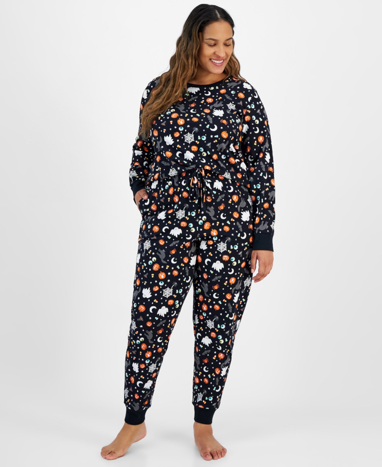 Женская Пижамы Family Pajamas Plus Size 2-Предметный Хлопковый Комплект с Хэллоуинским Принтом Holiday Lane