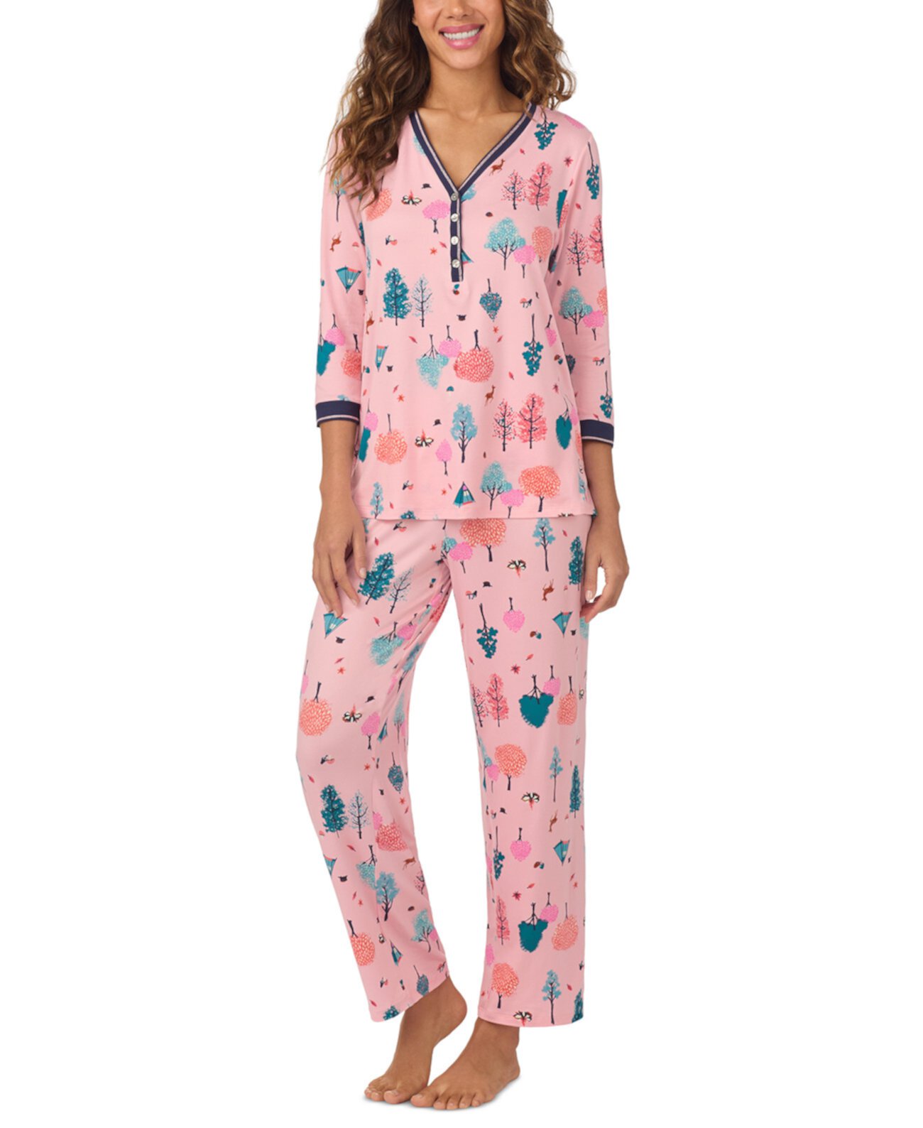 Женская Пижама Cuddl Duds 2-Pc. Printed 3/4-Sleeve Set Cuddl Duds