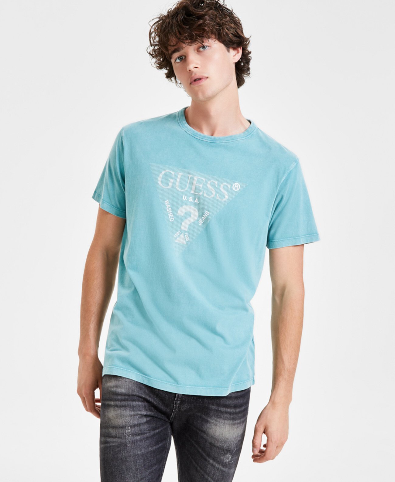 Мужская Футболка GUESS Acid-Washed Triangle Logo Graphic GUESS