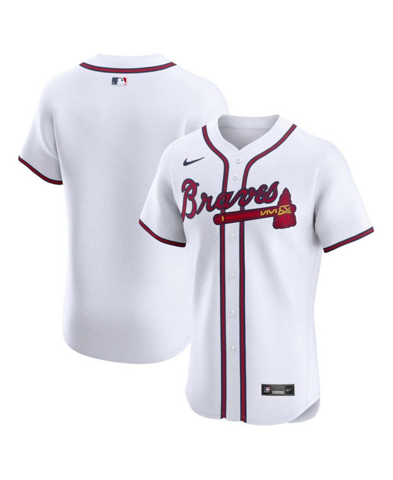 Мужская элитная белая домашняя футболка Atlanta Braves от Nike с технологией Dri-FIT Nike