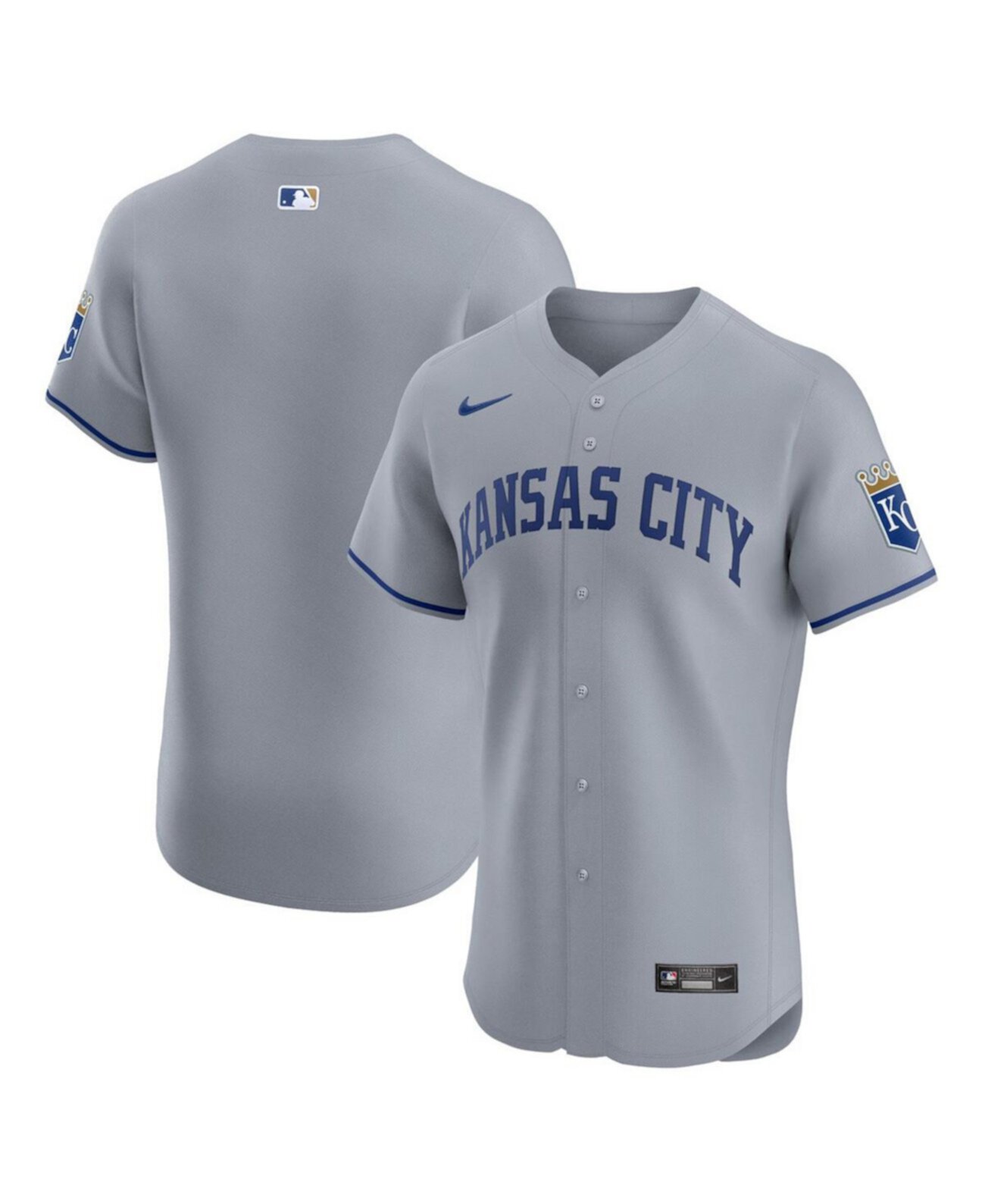 Мужская серая футболка Kansas City Royals Vapor Premier Elite с патчем от Nike Nike