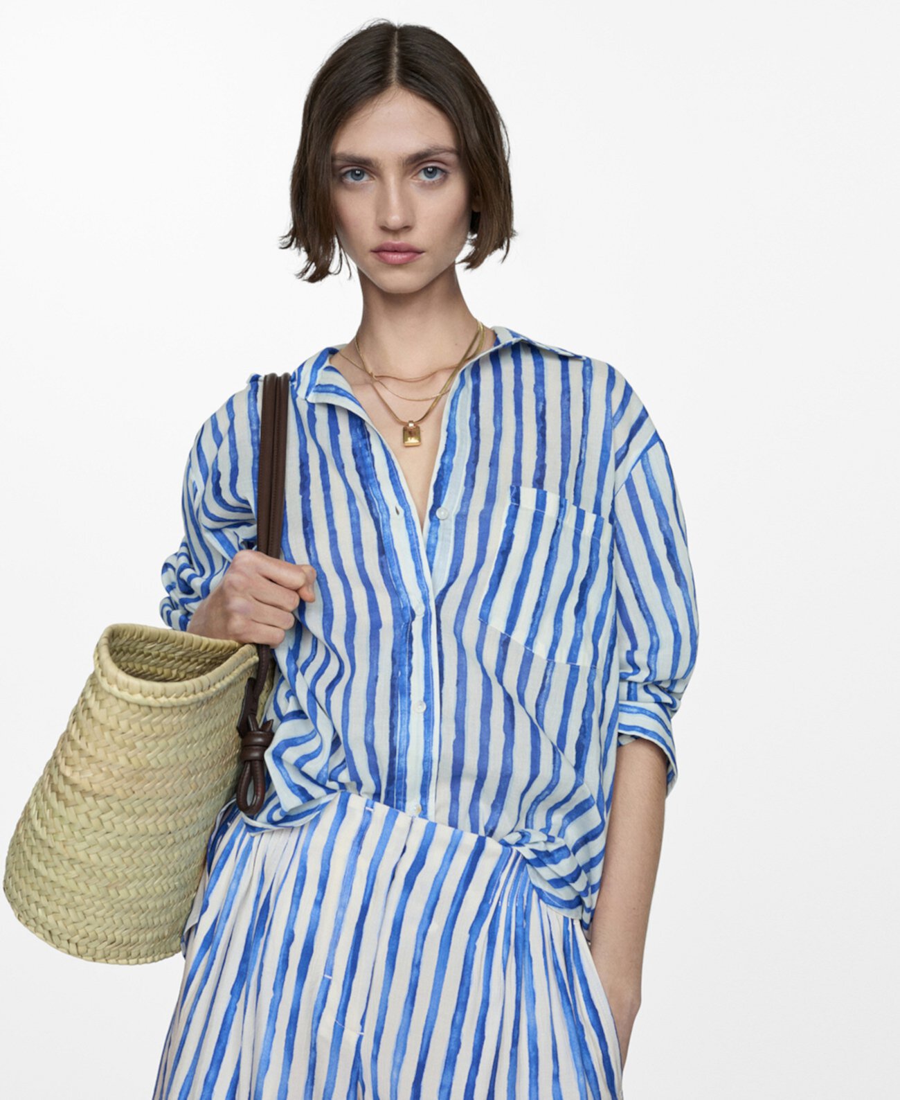 Женская Повседневная рубашка MANGO Ст striped MANGO