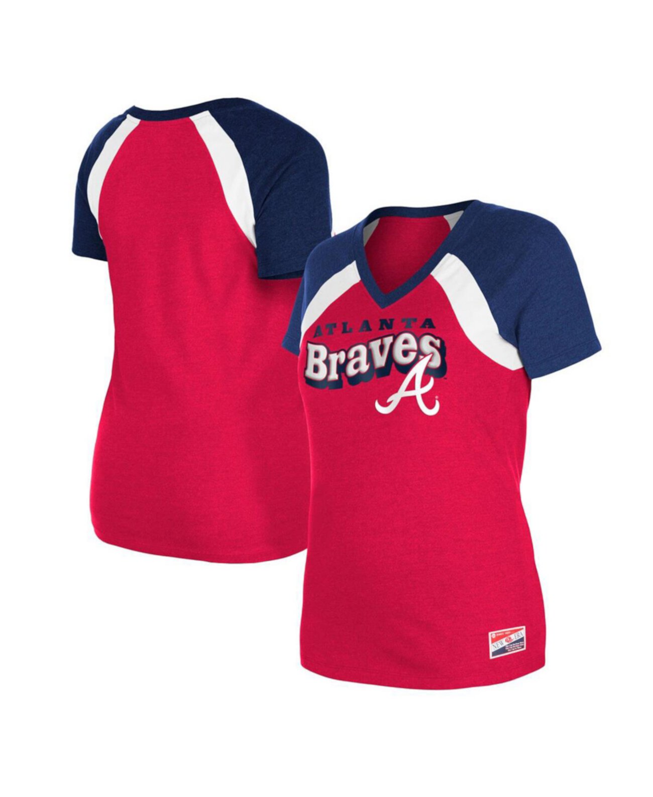 Женская Джерси New Era Красная Atlanta Braves Heathered Raglan V-образный вырез Т-shirt New Era