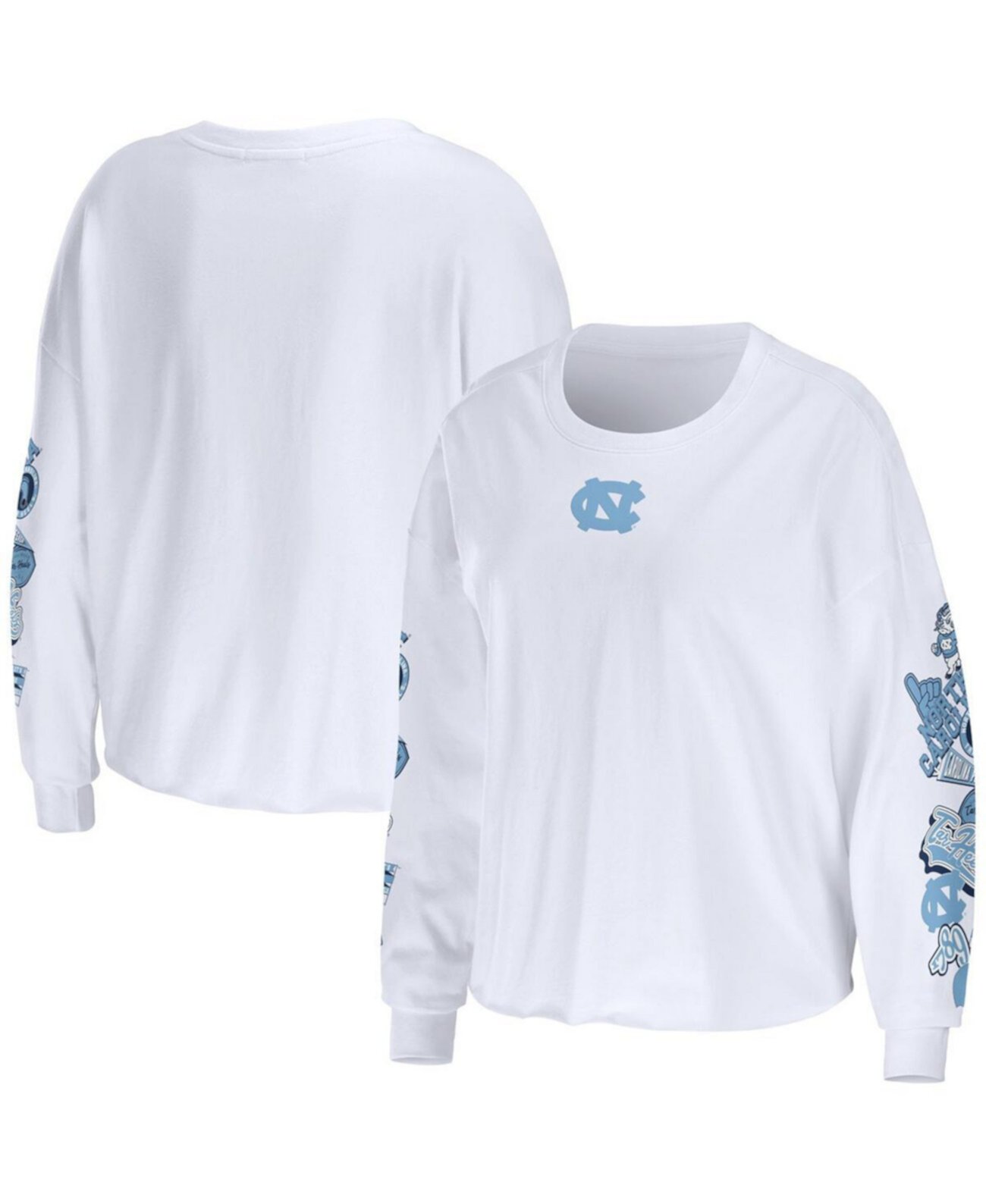 Женская Джерси WEAR by Erin Andrews North Carolina Tar Heels 3-Hit Cropped Long Sleeve WEAR by Erin Andrews