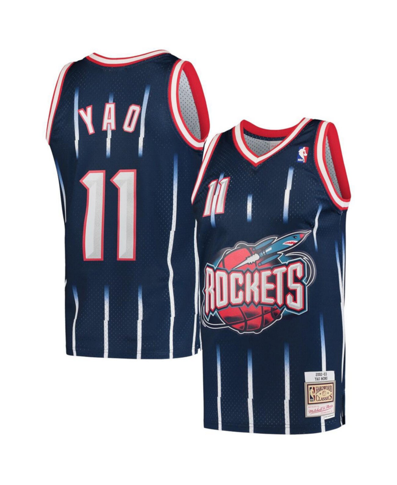 Мужское Джерси Mitchell & Ness Yao Ming Navy Houston Rockets Hardwood Classics 2002-03 Mitchell & Ness