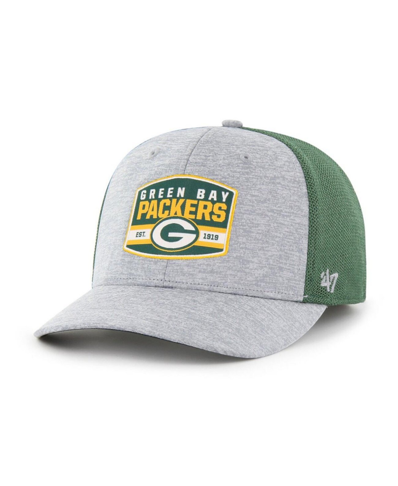 Бейсболка '47 Brand Motivator Flex, Мужская Серая и Зеленая с Узором Green Bay Packers '47 Brand