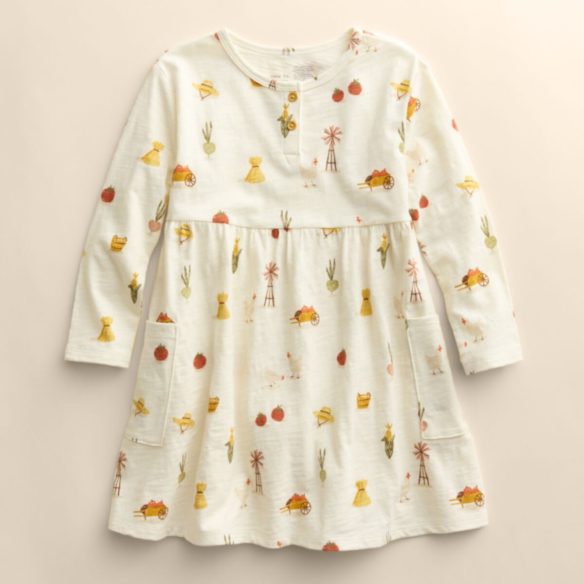 Девочка Детские повседневные платья Little Co. by Lauren Conrad Organic Long Sleeve Henley Pocket Dress Little Co. by Lauren Conrad