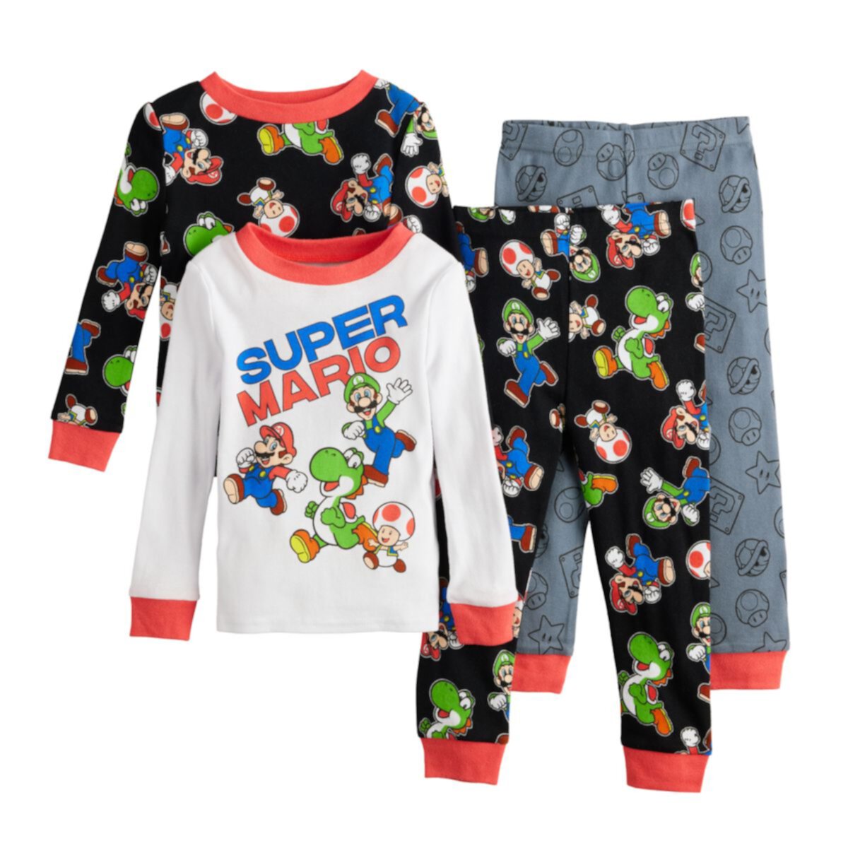 Детские Пижамы Licensed Character Toddler Super Mario and Friends 4-Piece Tops & Bottoms Licensed Character