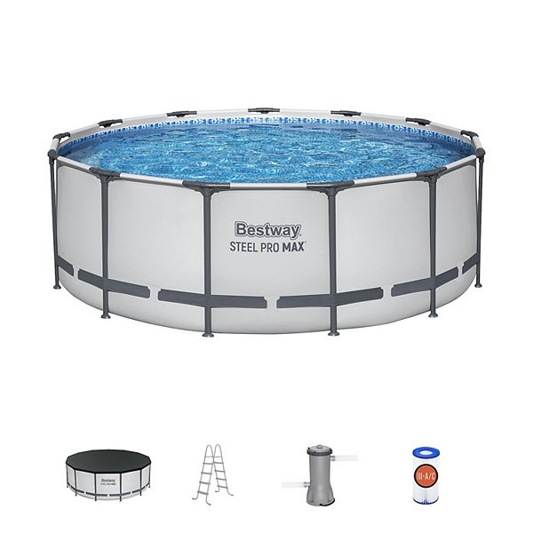 Bestway Steel Pro MAX 13'x48&#34; Round Above Ground Swimming Pool with Pump & Cover Bestway