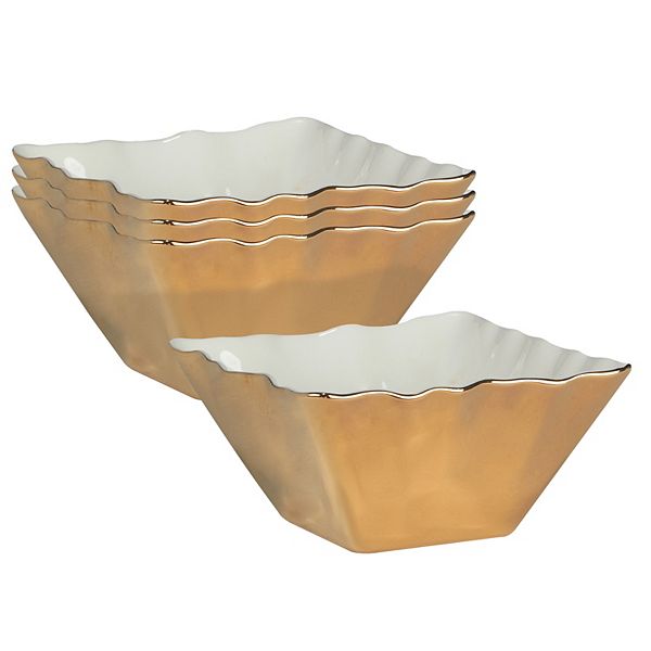 Certified International Set of 4 Gold Coast Square Snack Bowls Certified International