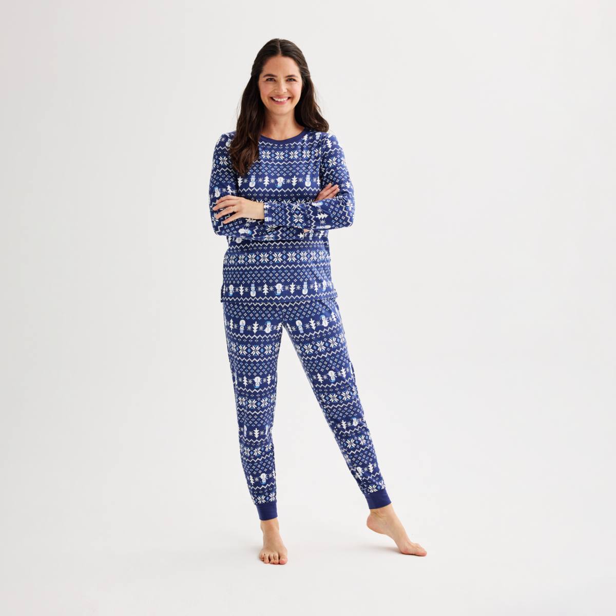 Женский зимний пижамный комплект Jammies For Your Families: уютный джерси топ и брюки Jammies For Your Families