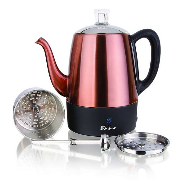 Electric 4 Cup Percolator- Copper Finish - 800 Watts Euro Cuisine