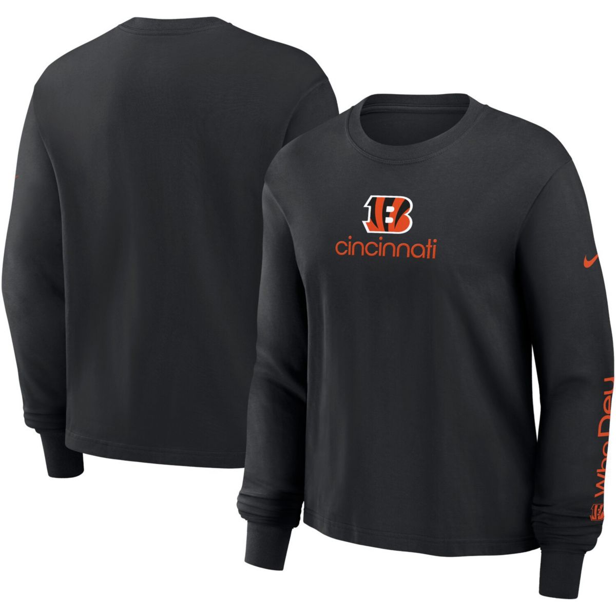 Женская Футболка Nike Чёрная Cincinnati Bengals Boxy Длинный Рукав Nike