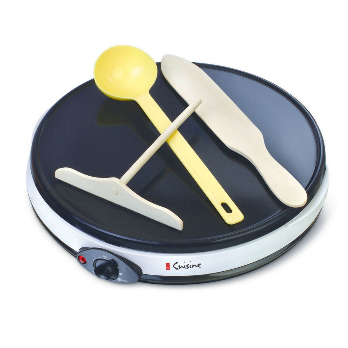 Crepe Maker; 12&#34;, Ceramic Coating, Temperature Control, 1200 Watt Euro Cuisine