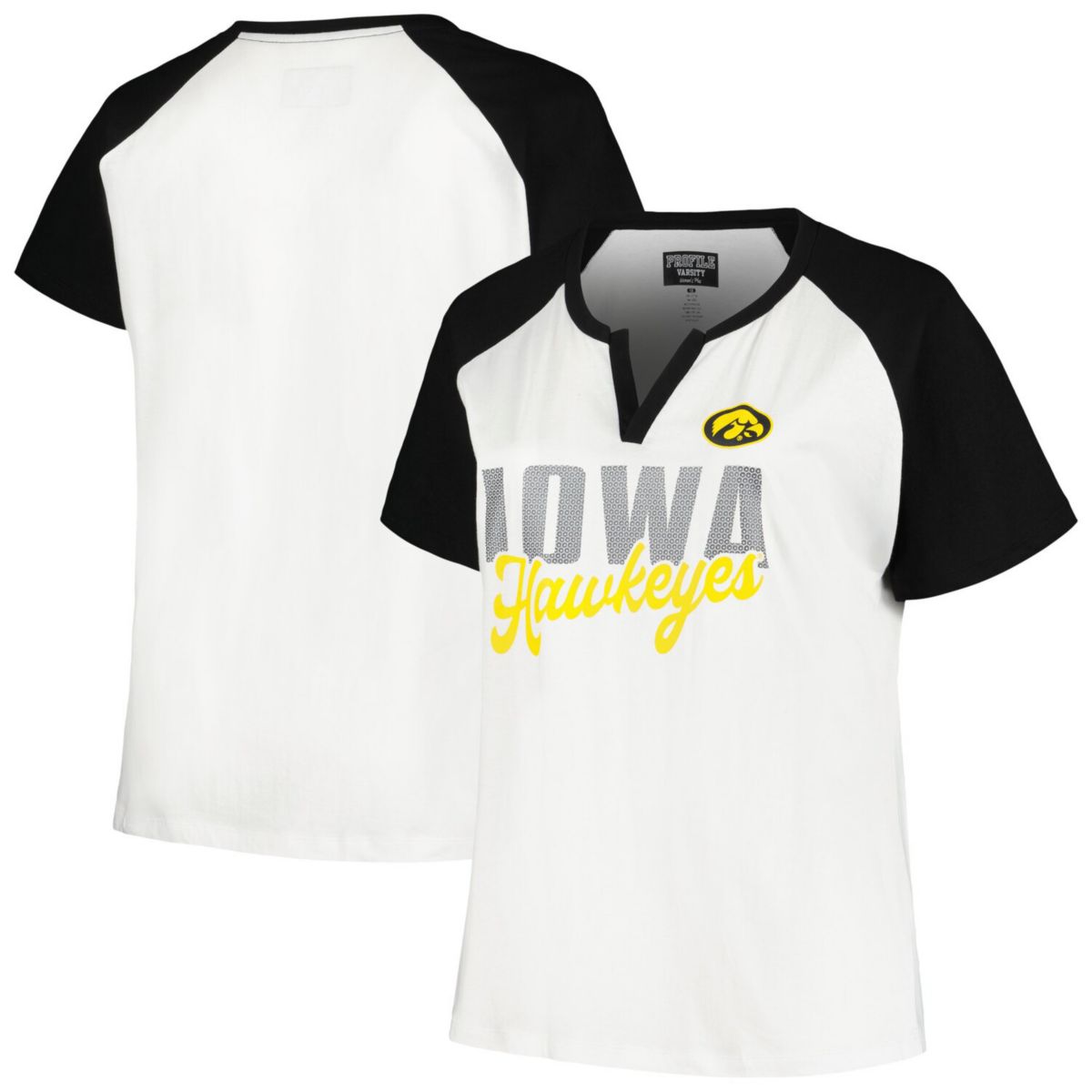 Женская Футболка Profile Iowa Hawkeyes Plus Size Best Squad Shimmer Raglan Notch Neck Profile